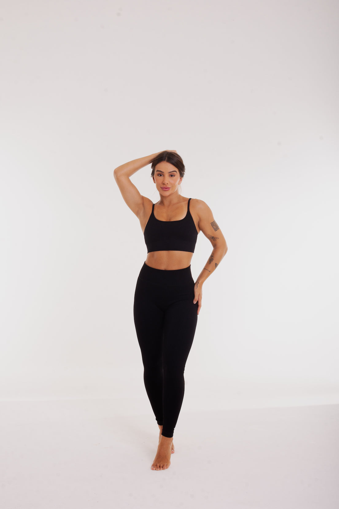Mix & Match - Rib scoop-neck Sports Bra in black